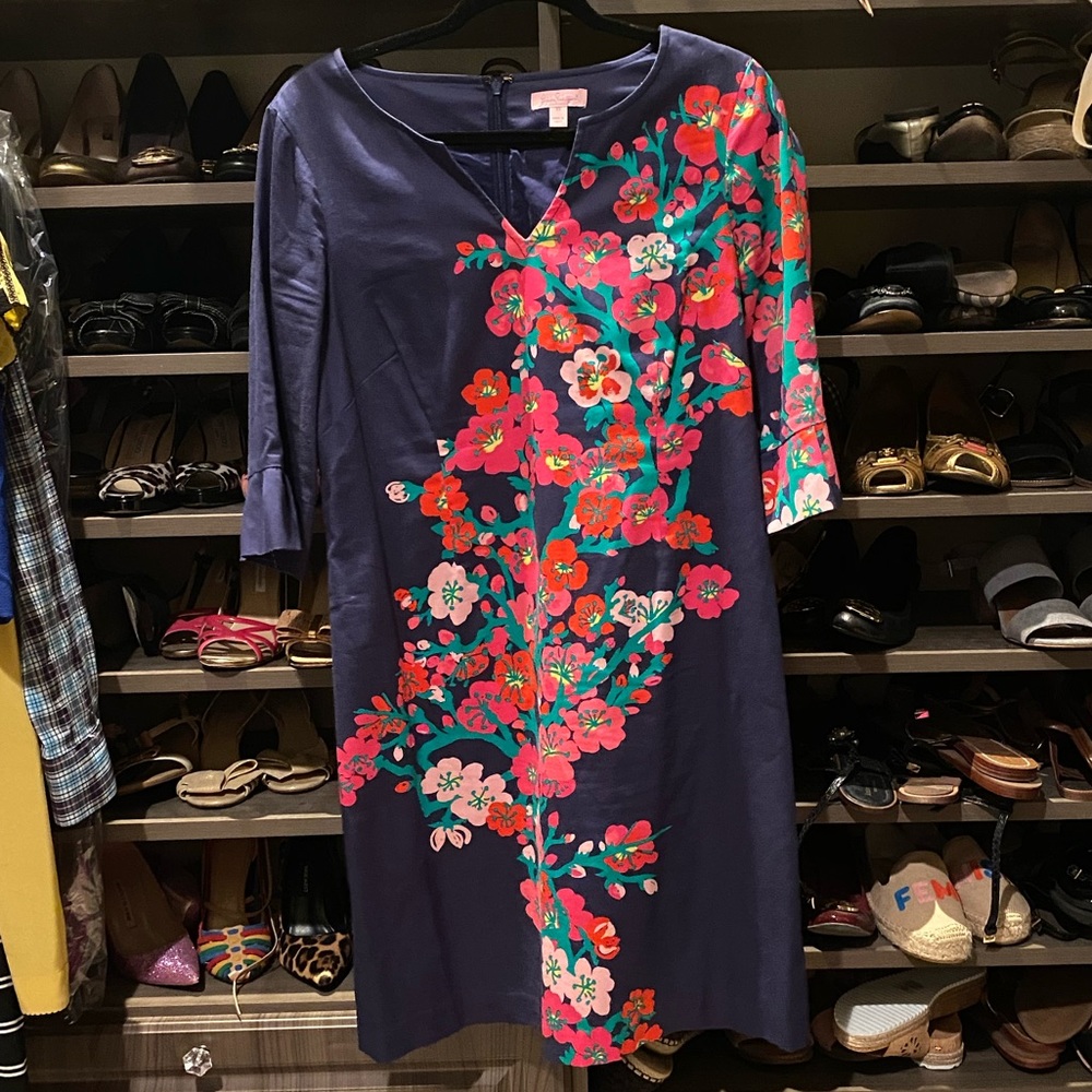 Lilly Pulitzer Navy Floral Dress Size 10